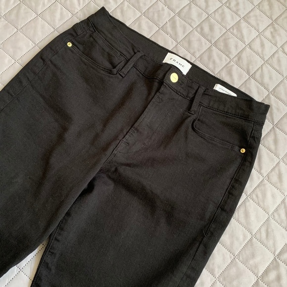 FRAME DENIM Film Noir Le High Straight Raw Stagger Jeans Size 31 - Picture 3 of 12